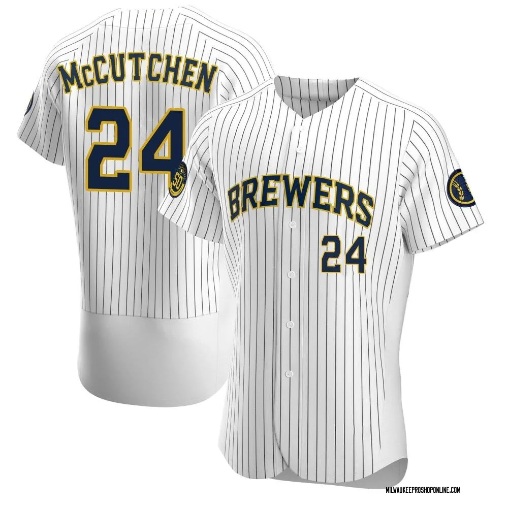 Men's Milwaukee Brewers #24 Andrew McCutchen White Cool Base Stitched Jersey  on sale,for Cheap,wholesale from China